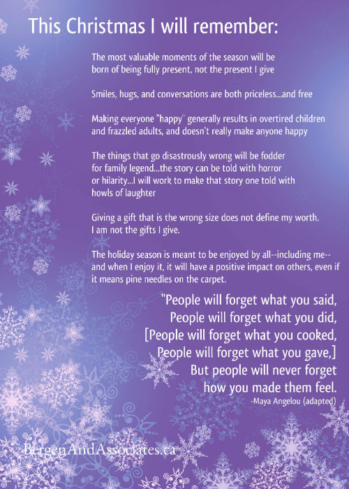 Self Kindness at Christmas - Conexus Counselling - Winnipeg Manitoba