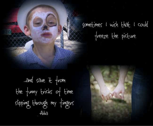 <img src="/files/posts for blog/2016/May 2016/sometimes I wish that I could freeze the picture abba.jpg" alt="Poster of young face painted boy and two hands engaged to be married.&quot;Sometimes I wish that I freeze the picture and save it from the funny tricks of time slipping through my fingers&quot; Quote from Abba soon">