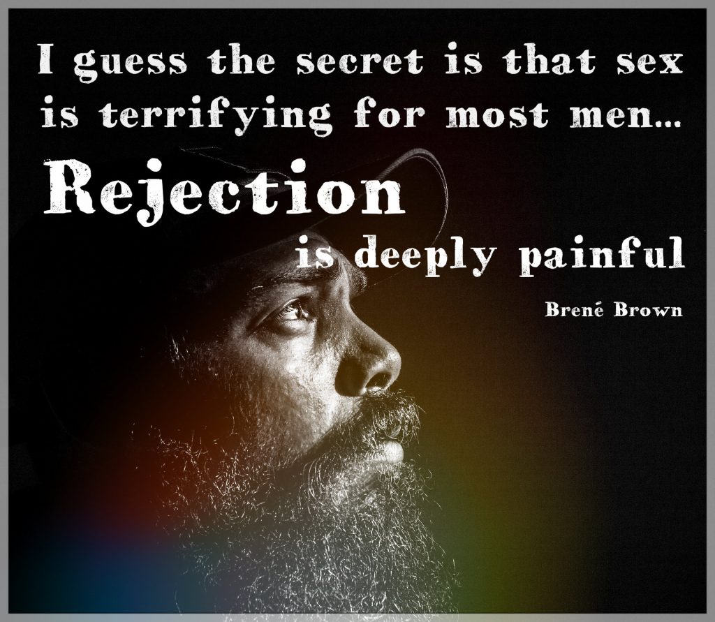 Bree Brown quote. I guess the secret is that sex is terrifying for most men. Rejection is deeply painful