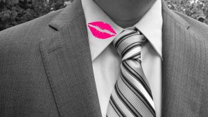 A man with lipstick on his color--infidelity. Chooing not to be faithful