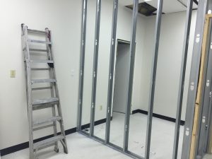 Framing at Conexus Counselling in Winnipeg for new therapy room