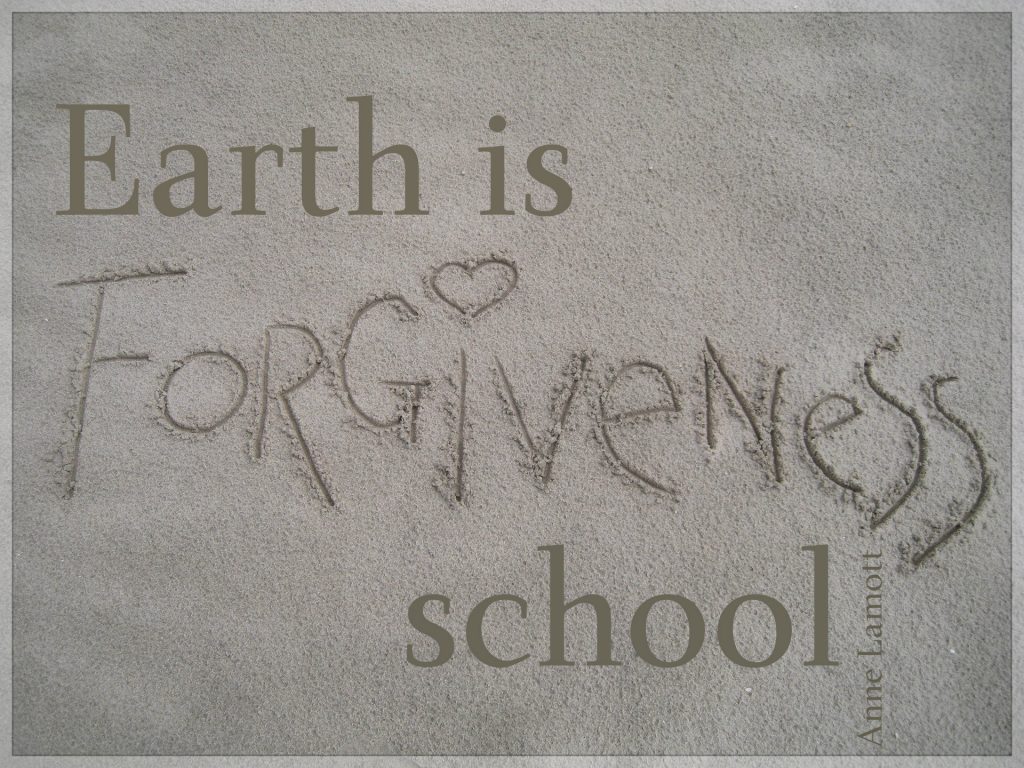 Earth is Forgiveness school Anne Lamott on background of sand for Conexus Counselling
