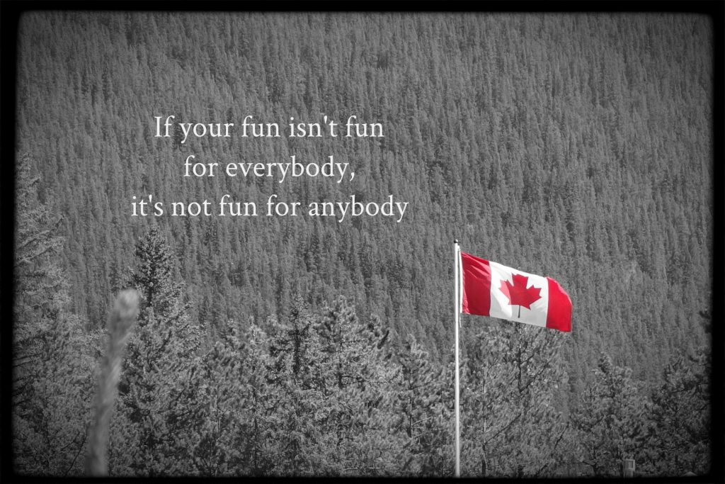 If your fun isn't fun for everybody, it's not fun for anybody. Blog written about 150th Canada Day birthday celebration to acknowledge colonization and indigenous suffering