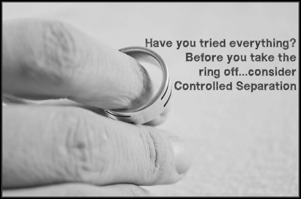 Have you tried controlled separation before you take off the ring? Have you tried everything to save your marriage? Blog at Conexus Counselling