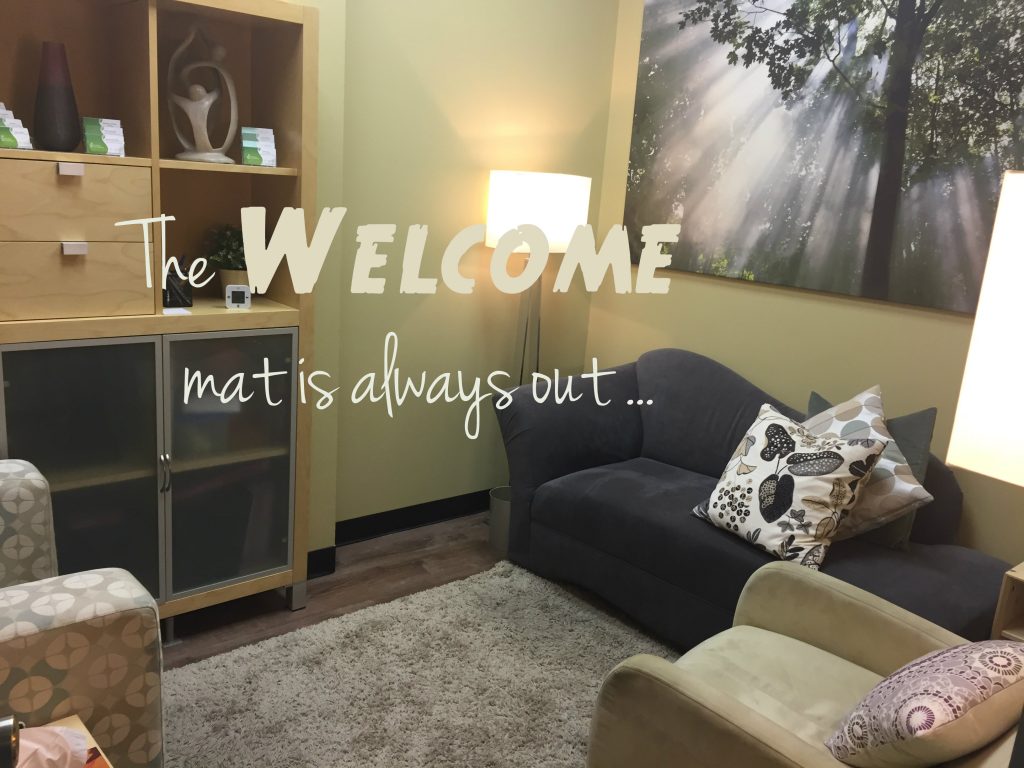 The welcome mat is always out overlaid on Conexus Counselling therapy office