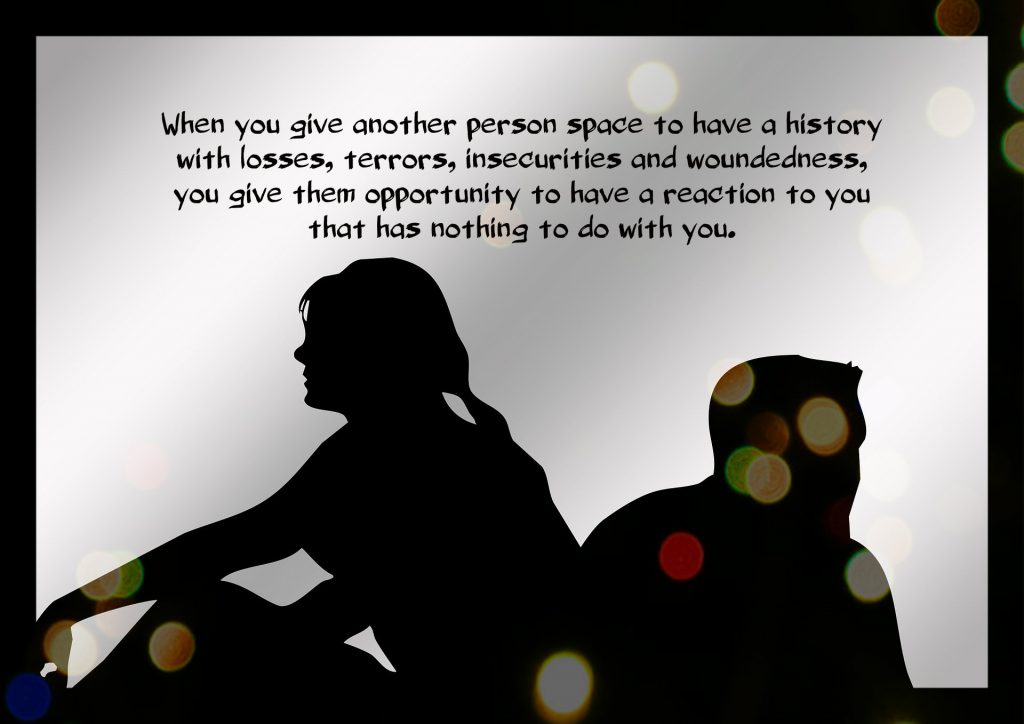 When you give another person space to have a history with losses, terrors, insecurities and woundedness, you give them opportunity to have a reaction to you that has nothing to do with you. On blog about trauma and a bird feeder