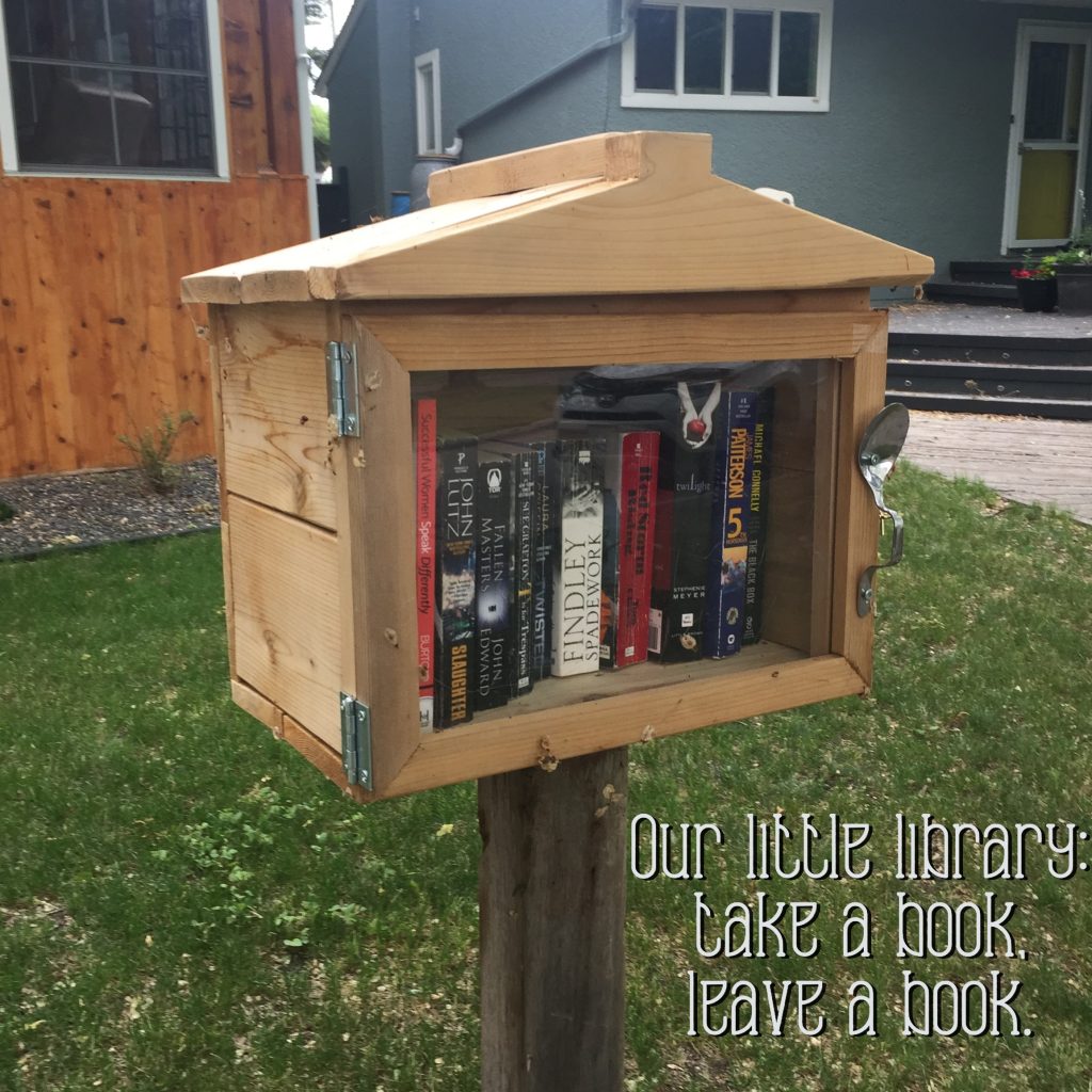 Our little front yard mini-library: take a book, leave a book.